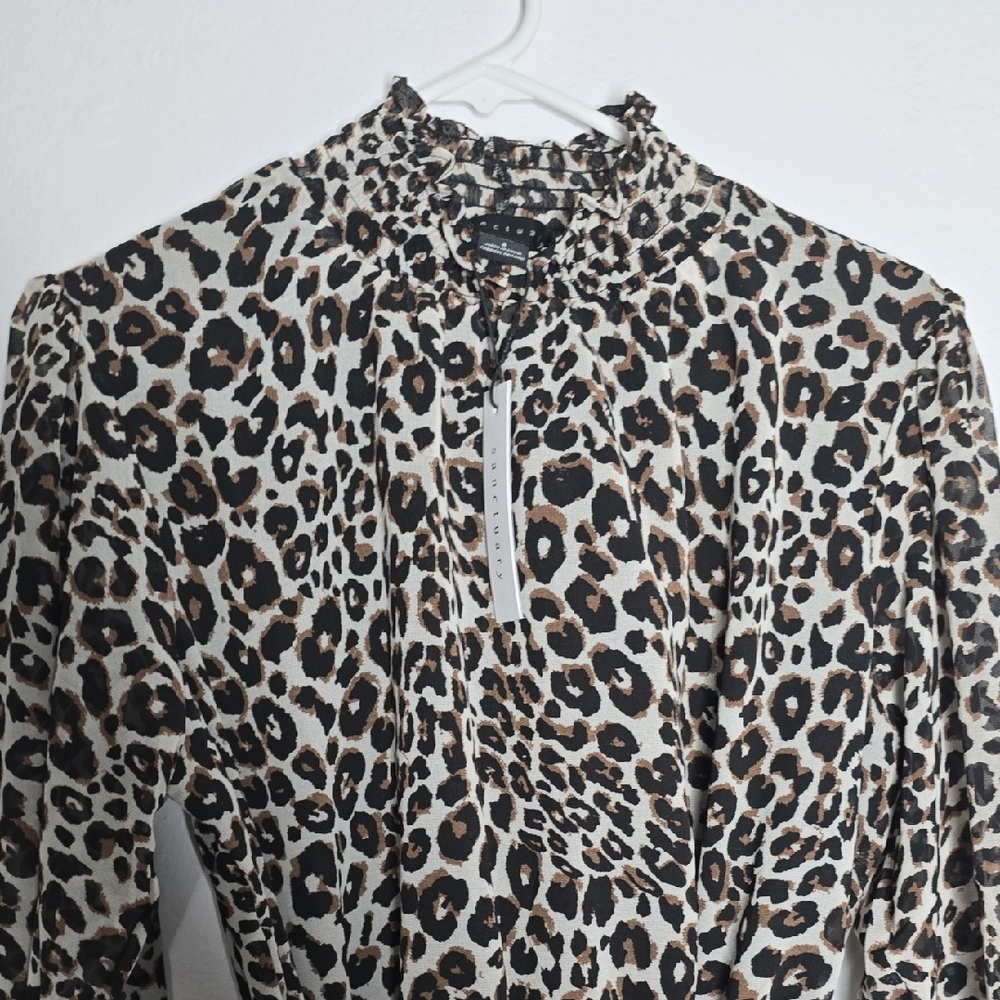 Sanctuary Too Fab Smocked Short Mini Dress Leopard Print, Size S NWT - Picture 3 of 10